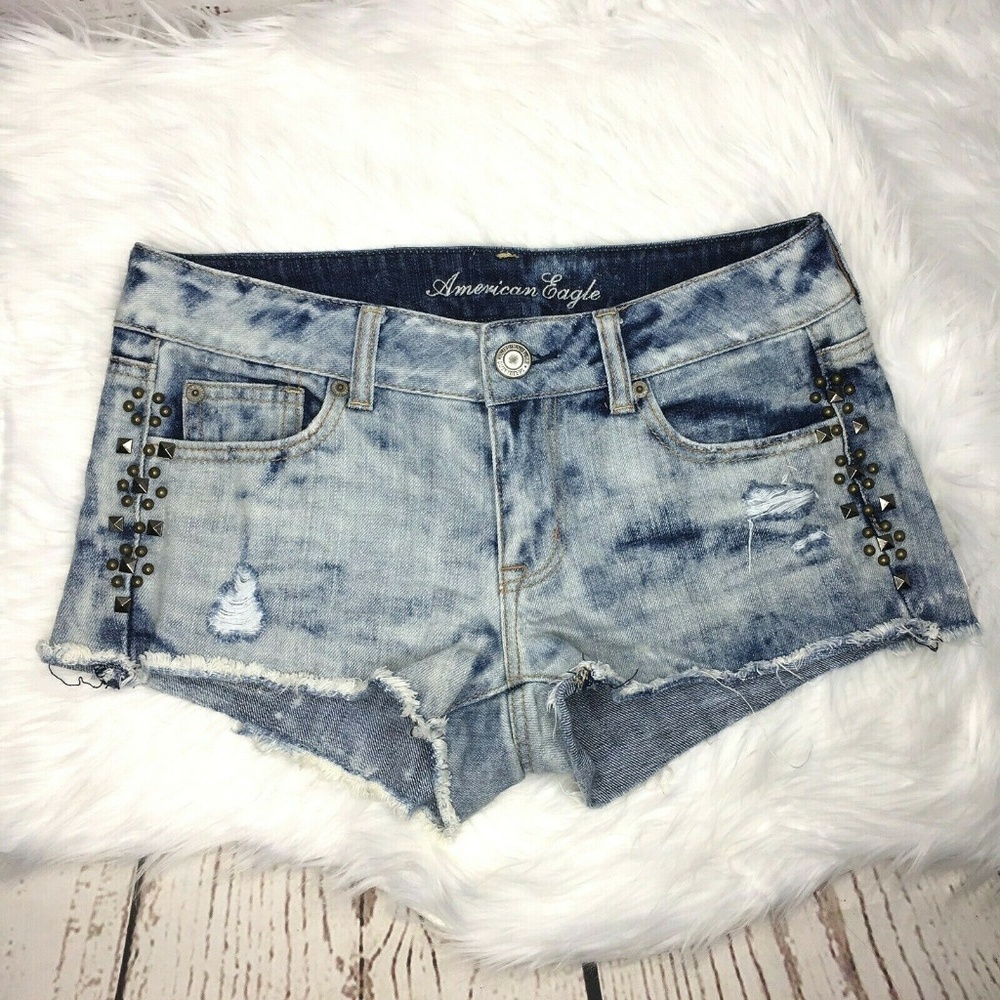 American Eagle embellished acid wash shorts size 2